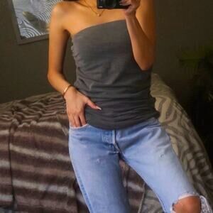 Sundry 2 Medium Ruched Tube Top Gray